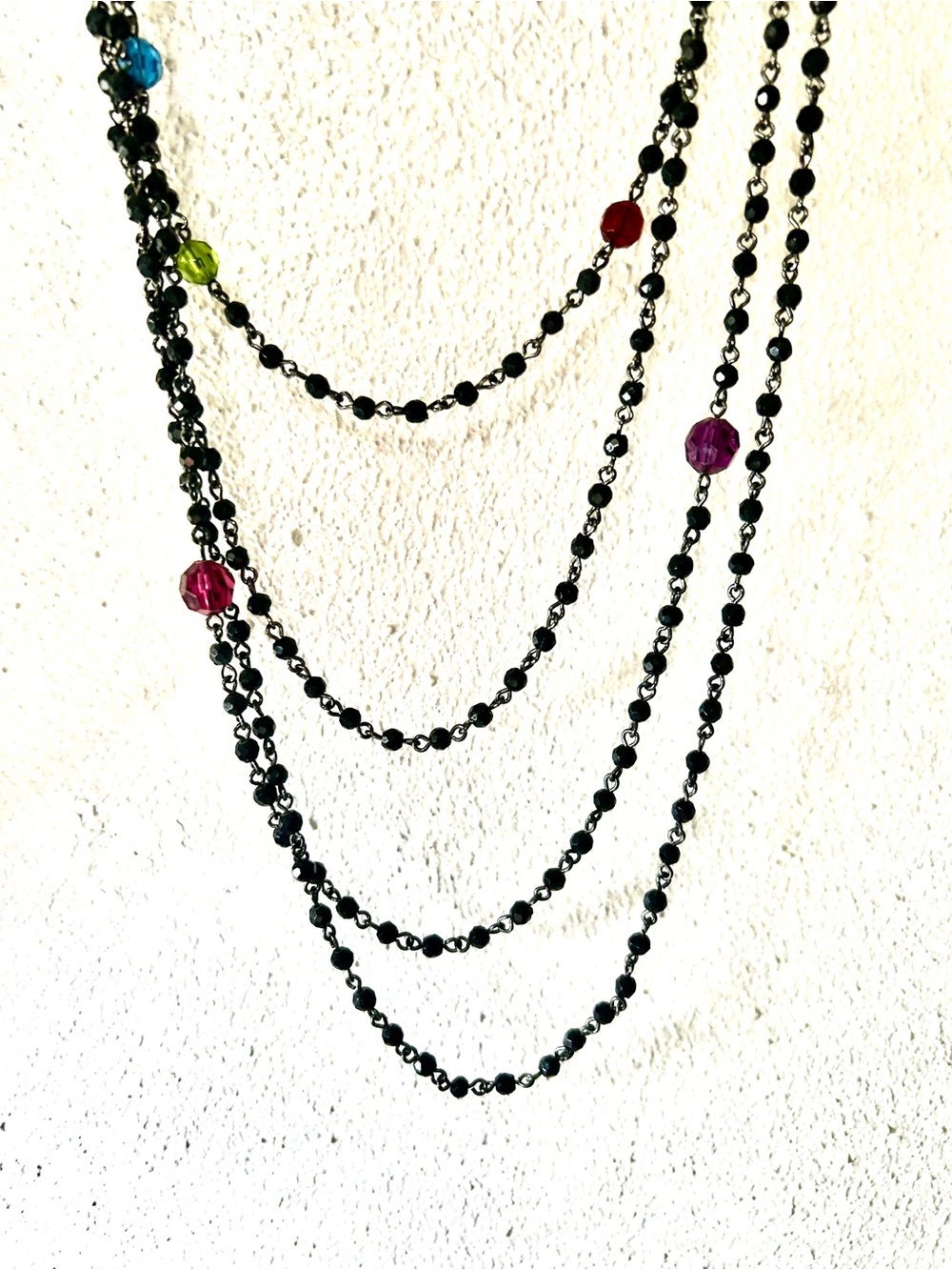 Lia Sophia Multi-Strand Black Beaded Necklace with Colorful Accent Beads